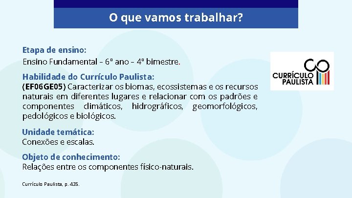 O que vamos trabalhar? Etapa de ensino: Ensino Fundamental – 6º ano – 4º