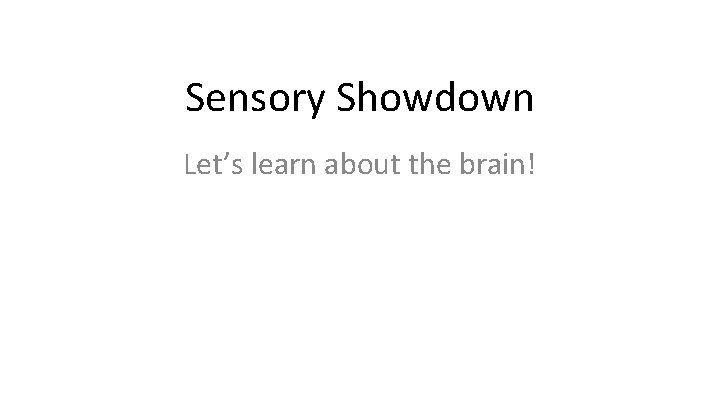 Sensory Showdown Let’s learn about the brain! 