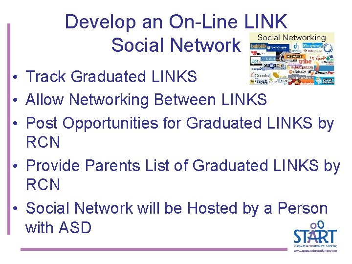 Develop an On-Line LINK Social Network • Track Graduated LINKS • Allow Networking Between