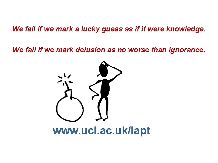 We fail if we mark a lucky guess as if it were knowledge. We