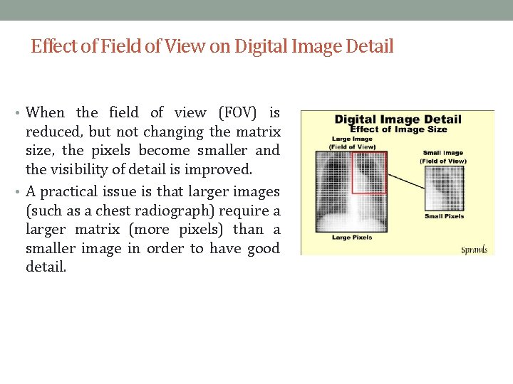 Effect of Field of View on Digital Image Detail • When the field of