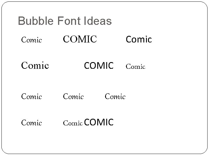 Bubble Font Ideas Comic COMIC Comic Comic COMIC Comic 