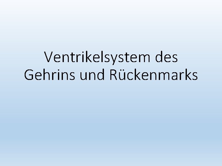 Ventrikelsystem des Gehrins und Rückenmarks 