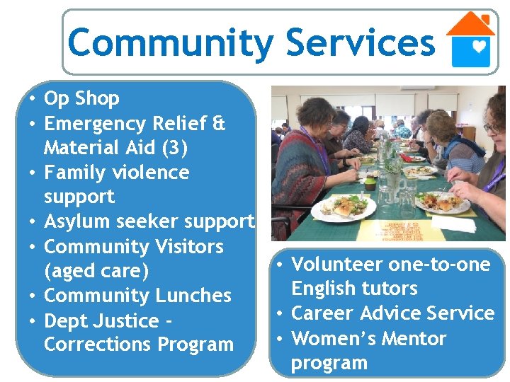 Community Services • Op Shop • Emergency Relief & Material Aid (3) • Family