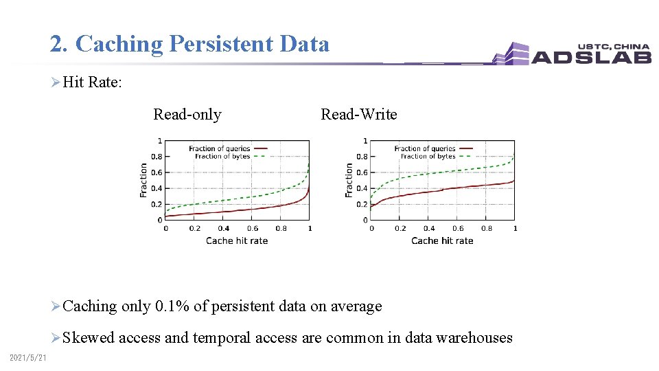2. Caching Persistent Data Ø Hit Rate: Read-only Read-Write Ø Caching only 0. 1%