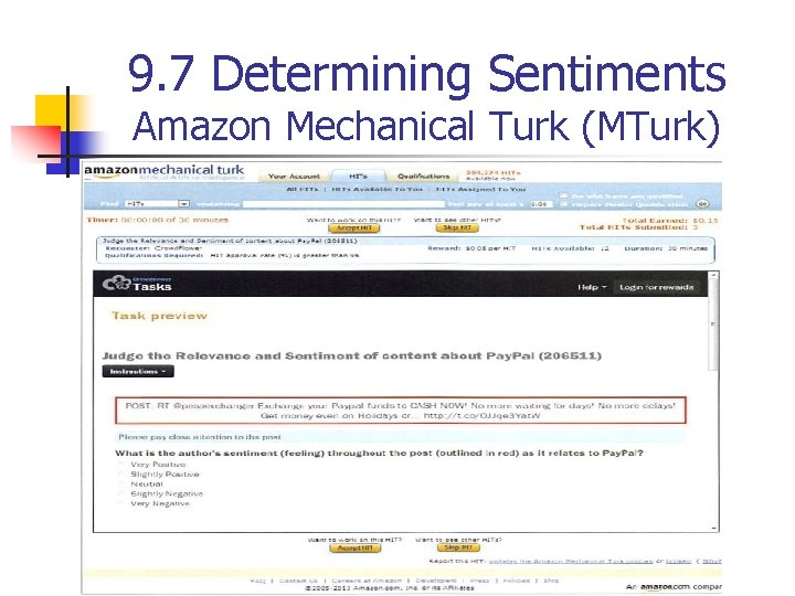 9. 7 Determining Sentiments Amazon Mechanical Turk (MTurk) 