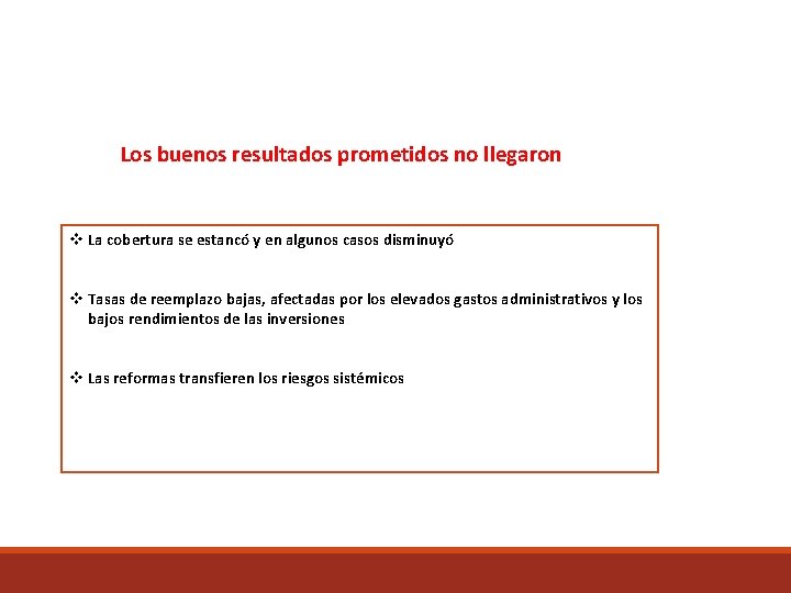 Los buenos resultados prometidos no llegaron v La cobertura se estancó y en algunos