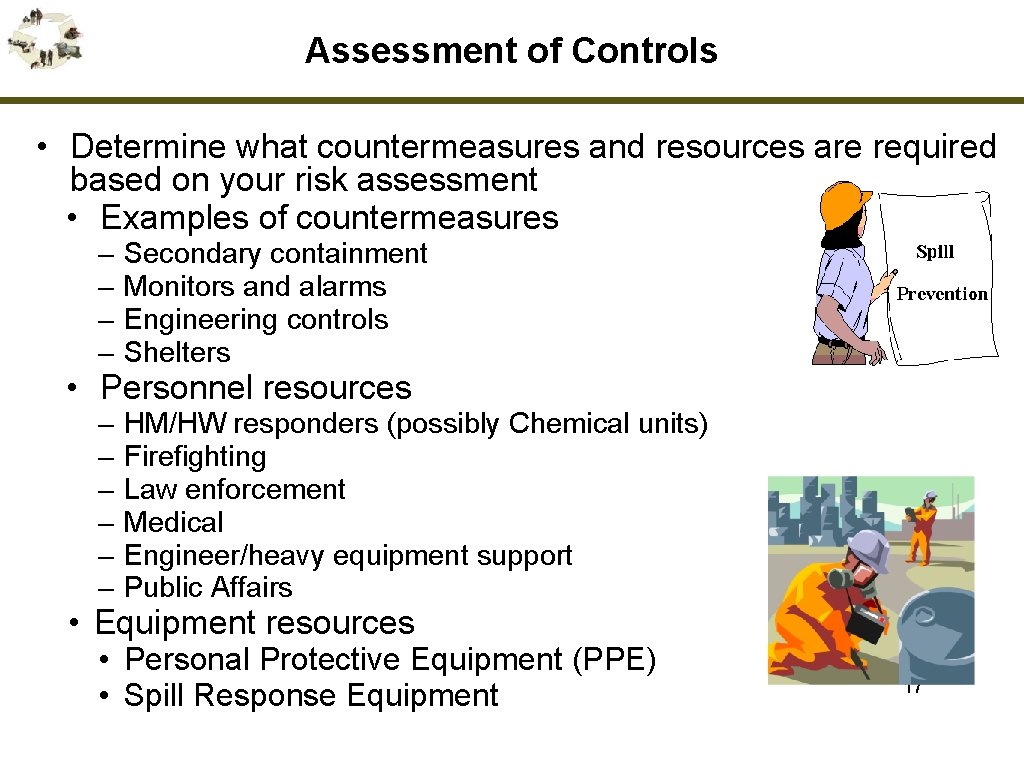 Assessment of Controls • Determine what countermeasures and resources are required based on your