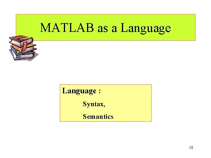 MATLAB as a Language : Syntax, Semantics 18 