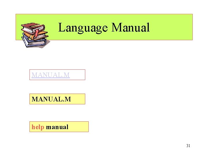 Language Manual MANUAL. M help manual 31 