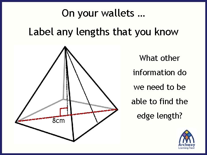 On your wallets … Label any lengths that you know What other information do On your wallets … Label any lengths that you know What other information do