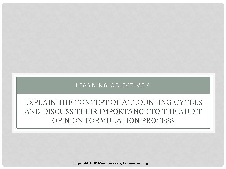 LEARNING OBJECTIVE 4 EXPLAIN THE CONCEPT OF ACCOUNTING CYCLES AND DISCUSS THEIR IMPORTANCE TO