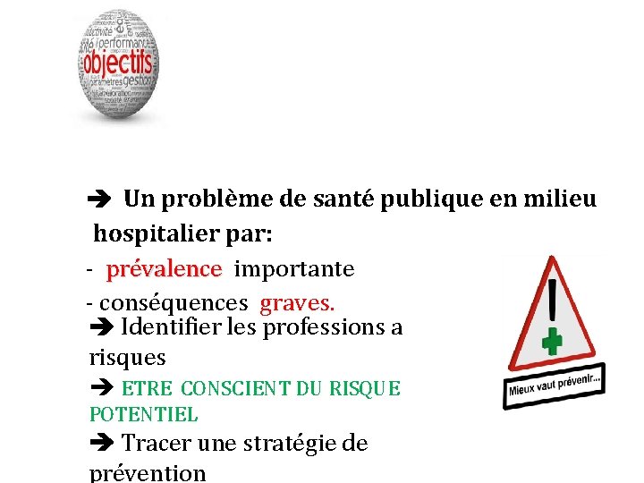  Un problème de santé publique en milieu hospitalier par: - prévalence importante -