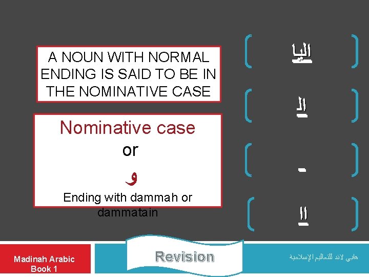 A NOUN WITH NORMAL ENDING IS SAID TO BE IN THE NOMINATIVE CASE Nominative