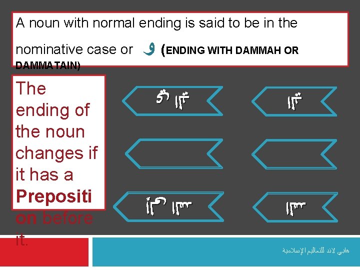 A noun with normal ending is said to be in the nominative case or