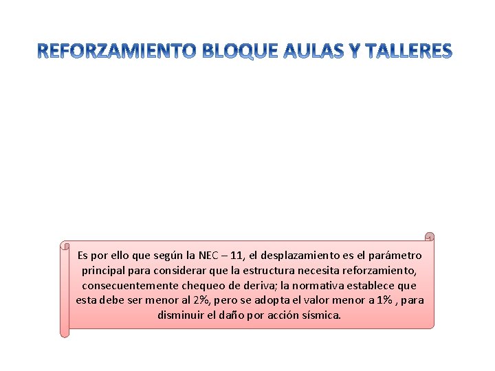 Es por ello que según la NEC – 11, el desplazamiento es el parámetro