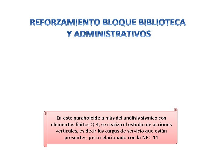 En este paraboloide a más del análisis sísmico con elementos finitos Q-4, se realiza