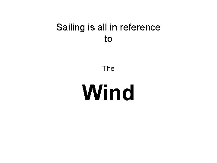 Sailing is all in reference to The Wind 