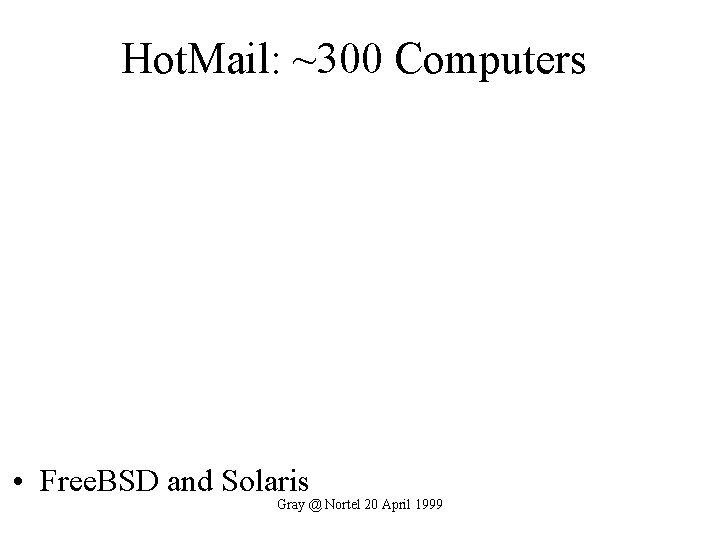 Hot. Mail: ~300 Computers • Free. BSD and Solaris Gray @ Nortel 20 April