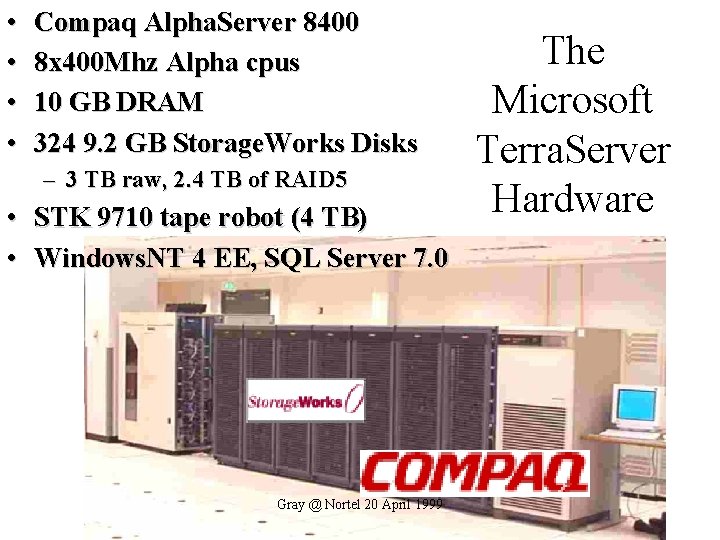  • • Compaq Alpha. Server 8400 8 x 400 Mhz Alpha cpus 10