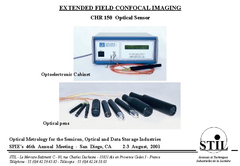 EXTENDED FIELD CONFOCAL IMAGING CHR 150 Optical Sensor Optoelectronic Cabinet Optical pens Optical Metrology