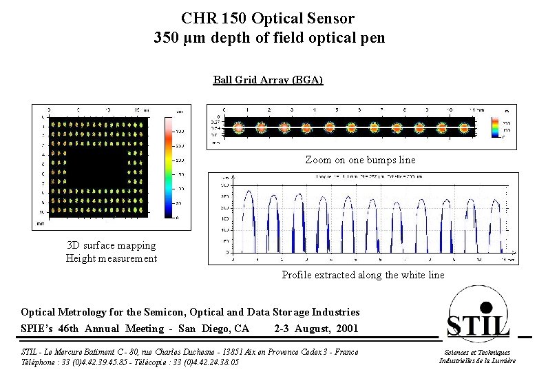 CHR 150 Optical Sensor 350 µm depth of field optical pen Ball Grid Array