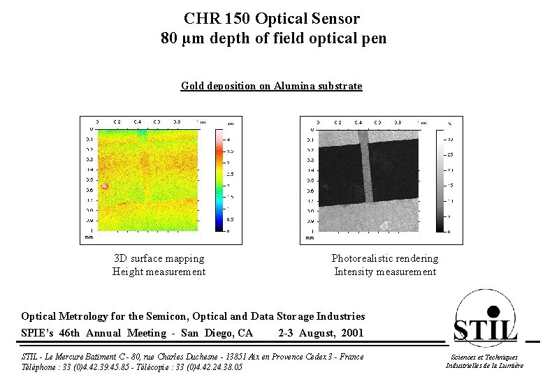 CHR 150 Optical Sensor 80 µm depth of field optical pen Gold deposition on