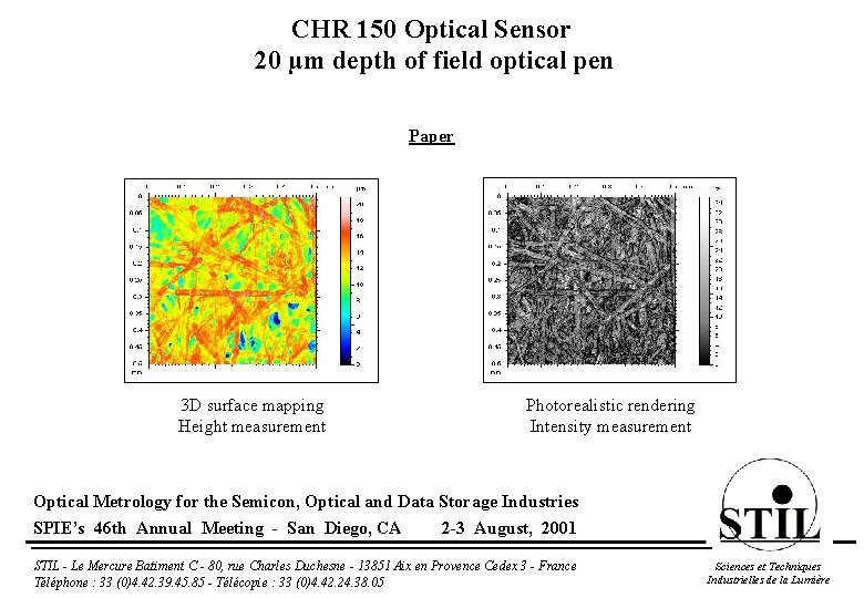 CHR 150 Optical Sensor 20 µm depth of field optical pen Paper 3 D