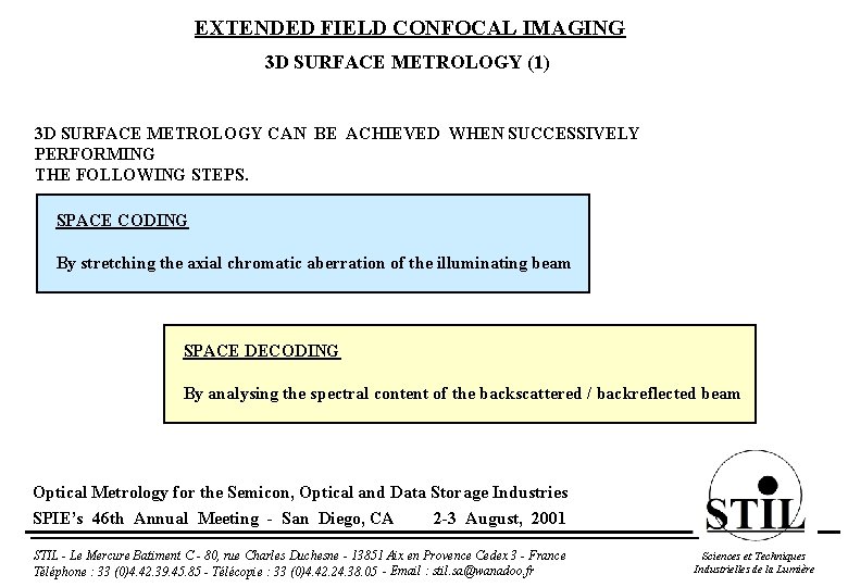 EXTENDED FIELD CONFOCAL IMAGING 3 D SURFACE METROLOGY (1) 3 D SURFACE METROLOGY CAN