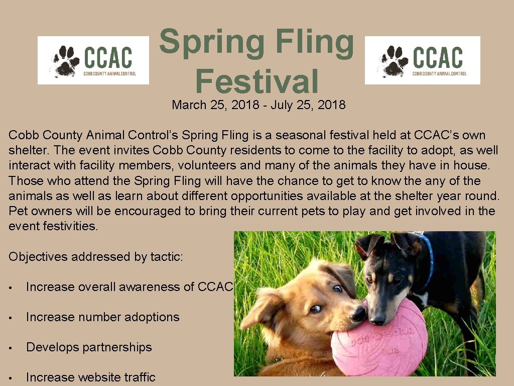 Spring Fling Festival March 25, 2018 - July 25, 2018 Cobb County Animal Control’s