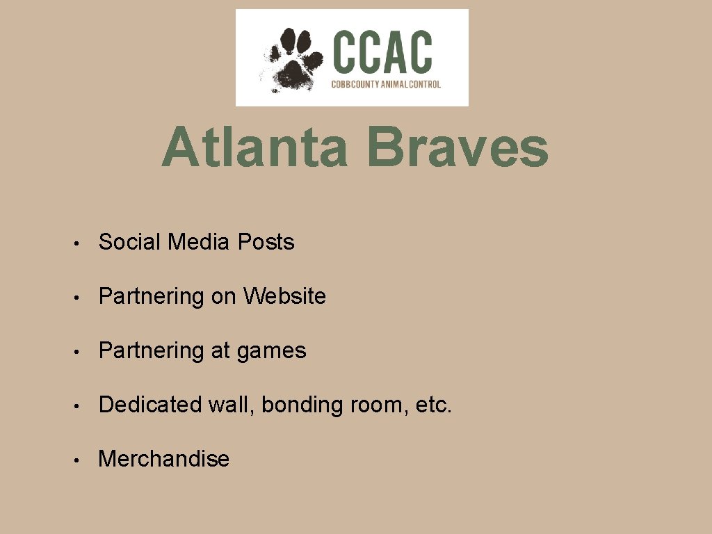 Atlanta Braves • Social Media Posts • Partnering on Website • Partnering at games