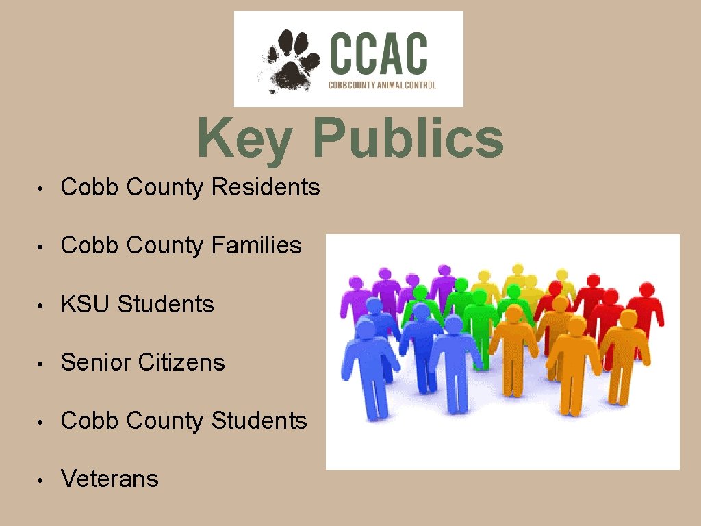 Key Publics • Cobb County Residents • Cobb County Families • KSU Students •