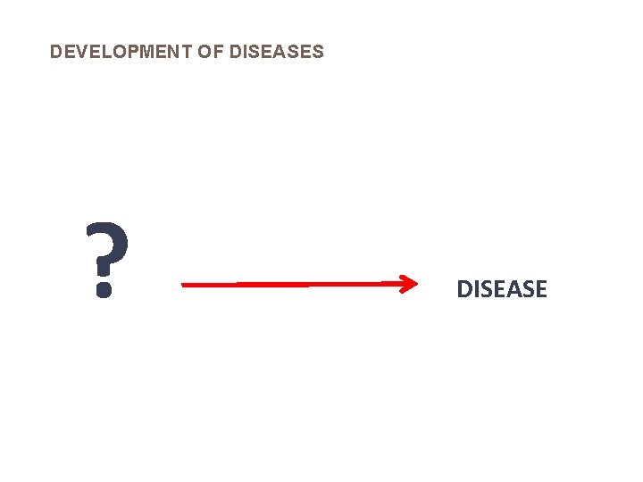 DEVELOPMENT OF DISEASES ? DISEASE 