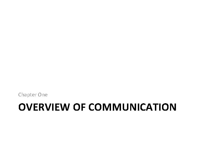 Chapter One OVERVIEW OF COMMUNICATION 