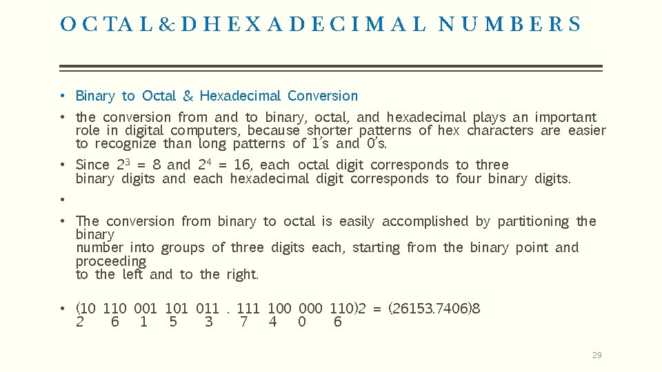 O C TA L & D H E X A D E C I