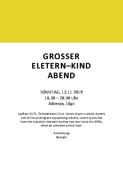 GROSSER ELETERN–KIND ABEND SONNTAG, 12. 11 2019 16. 30 – 20. 30 Uhr Adresse,