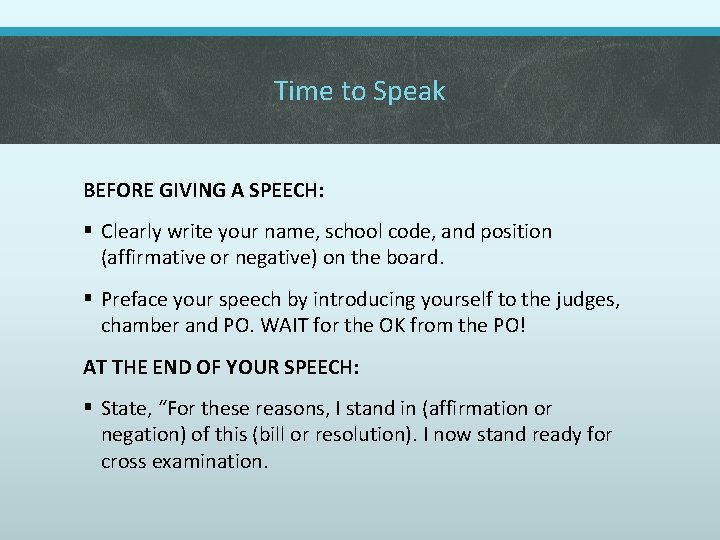Time to Speak BEFORE GIVING A SPEECH: § Clearly write your name, school code,