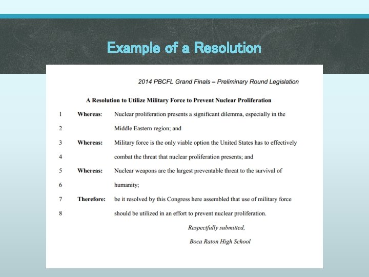 Example of a Resolution 