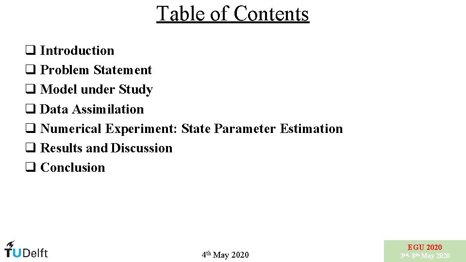 Table of Contents q Introduction q Problem Statement q Model under Study q Data