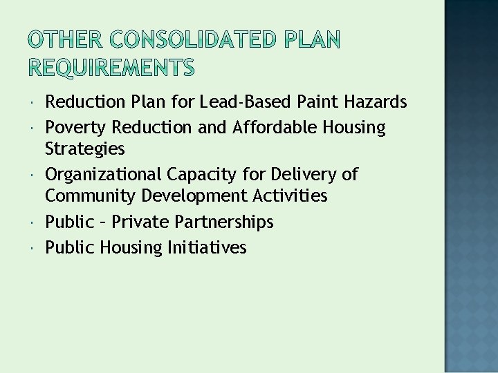  Reduction Plan for Lead-Based Paint Hazards Poverty Reduction and Affordable Housing Strategies Organizational