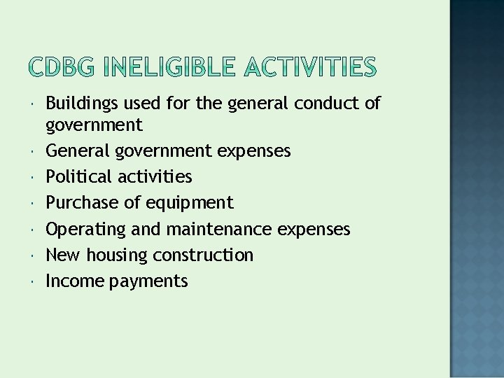  Buildings used for the general conduct of government General government expenses Political activities