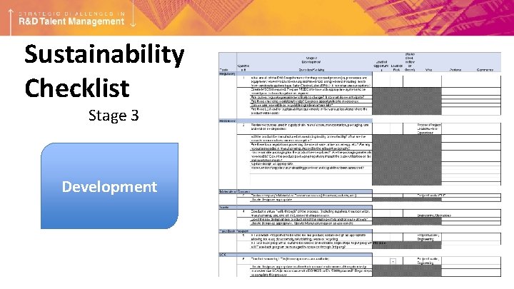 Sustainability Checklist Stage 3 Development 