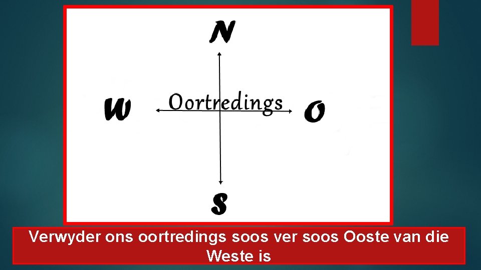 Verwyder ons oortredings soos ver soos Ooste van die Weste is 