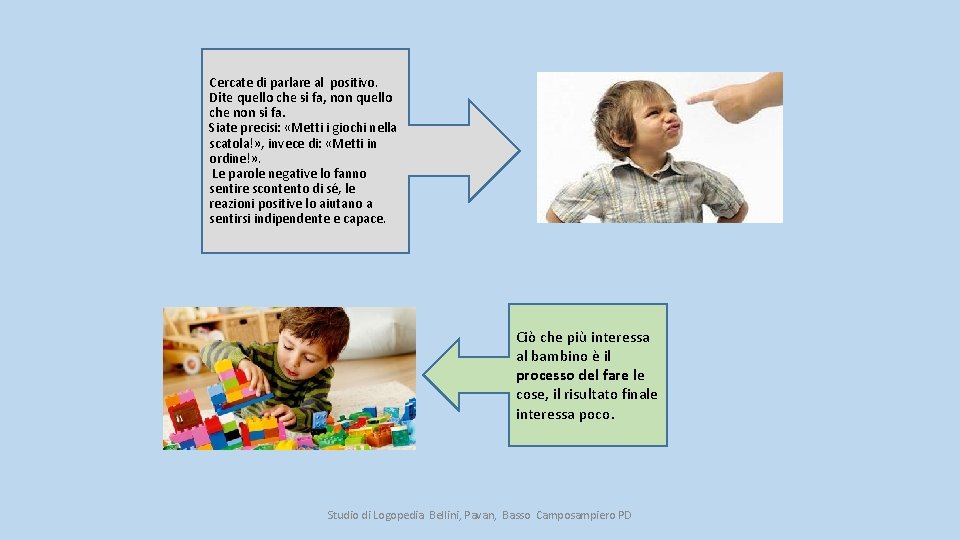 Cercate di parlare al positivo. Dite quello che si fa, non quello che non