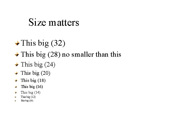 Size matters to me This big (32) This big (28) no smaller than this
