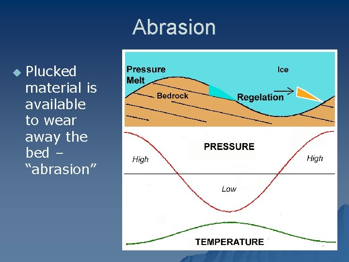 Abrasion u Plucked material is available to wear away the bed – “abrasion” 