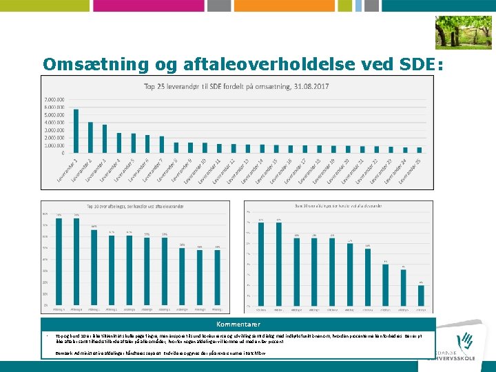 Omsætning og aftaleoverholdelse ved SDE: Kommentarer • Top og bund 10 er ikke tiltænkt