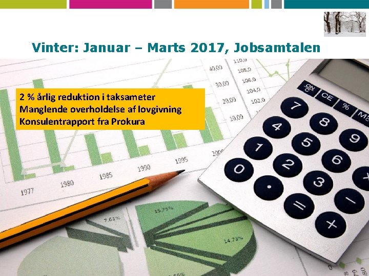 Vinter: Januar – Marts 2017, Jobsamtalen 2 % årlig reduktion i taksameter Manglende overholdelse