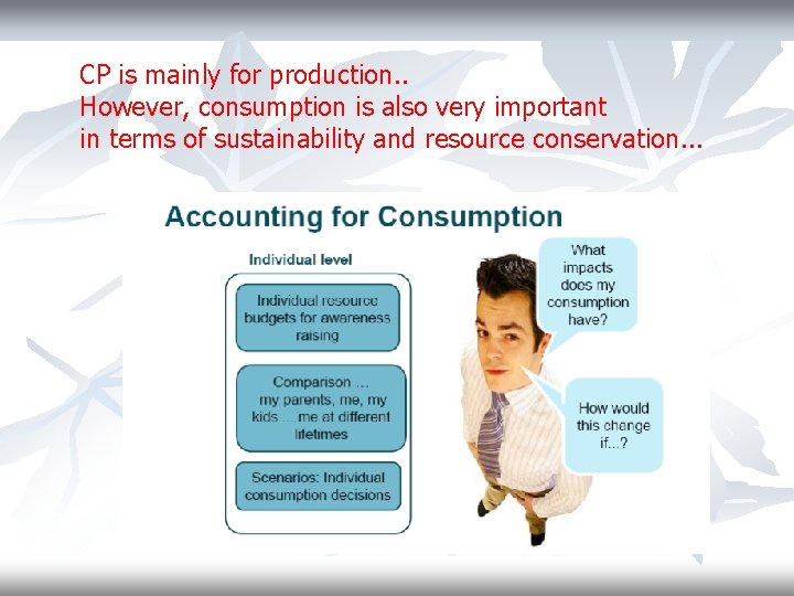 CP is mainly for production. . However, consumption is also very important in terms