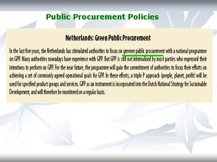 Public Procurement Policies 
